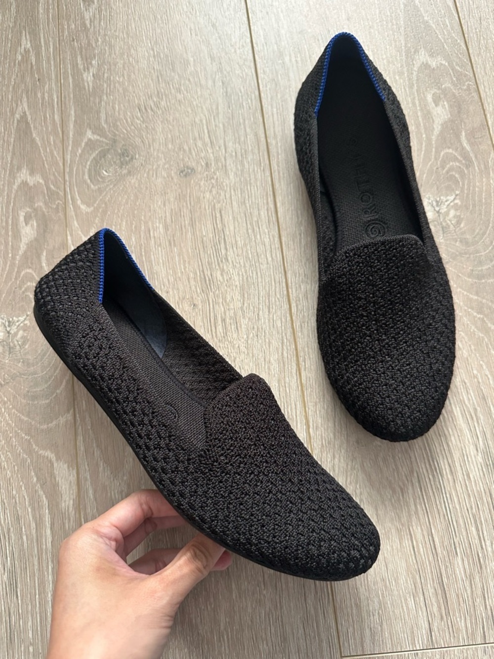 Rothy’s Shoes Women’s The Loafer Honeycomb Round Toe Slip On Woven Black Sz 10